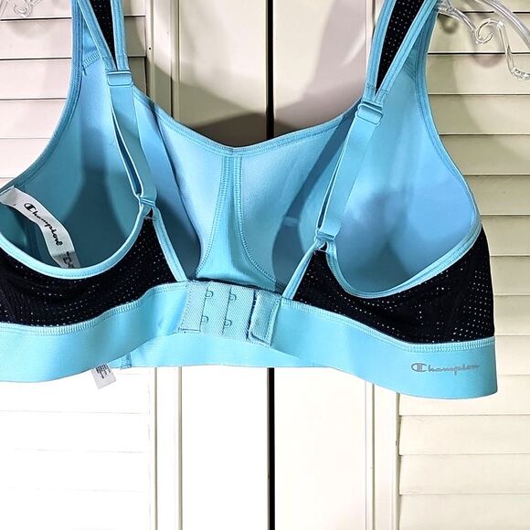 NWT Champion Sports Bra Lt. Blue Dk. Blue Size 38 D Medium Support Mesh Look - Picture 4 of 6